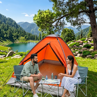 2-Person Camping Tent | Water Resistant |UV Protection & Wind ready | ET1102 - Orange - OutdoorTravelGear.com
