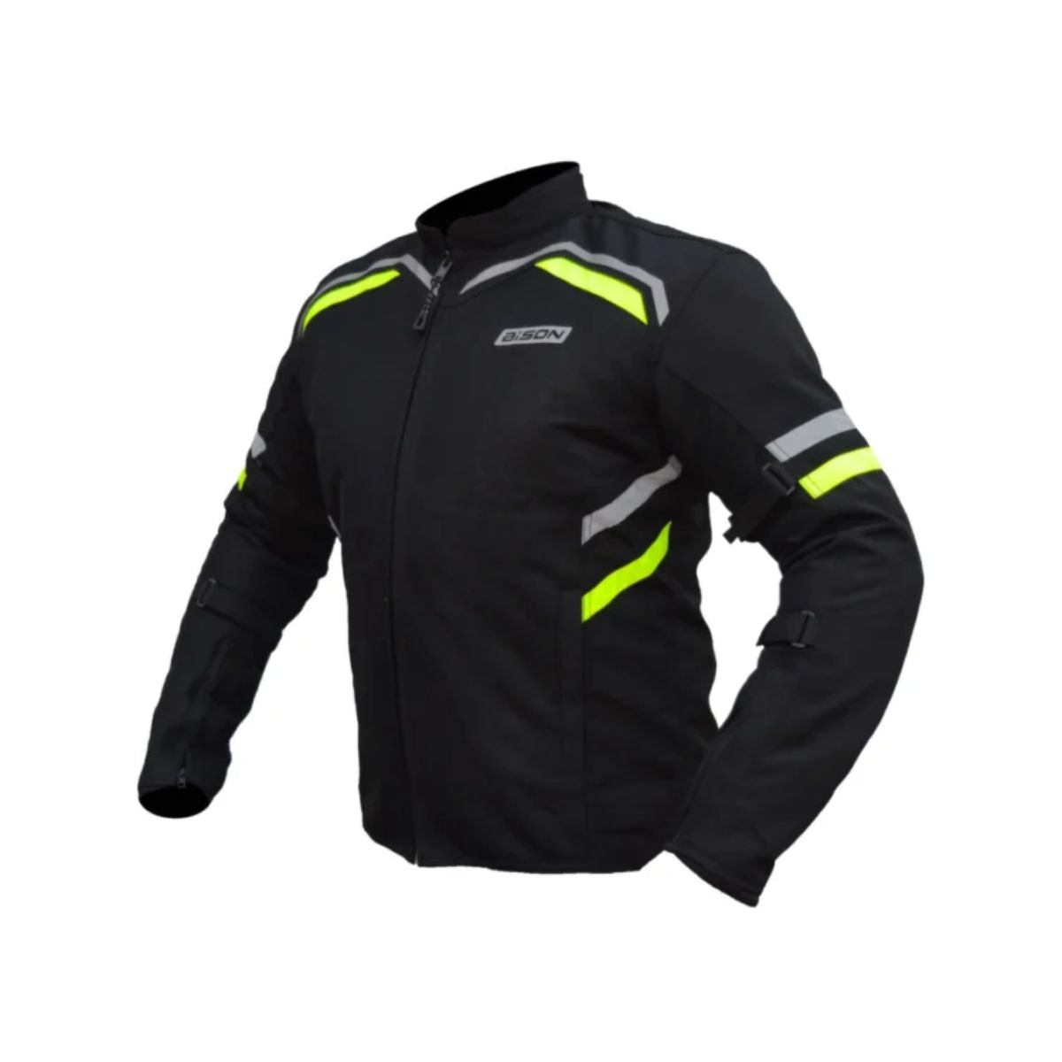 Raptor V.2 Motorcycle Riding Jacket - Black+Hi-Viz Green - OutdoorTravelGear.com
