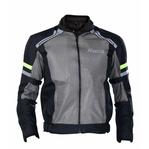 Tourer Riding Jacket with Armours - Grey + HiViz - OutdoorTravelGear.com