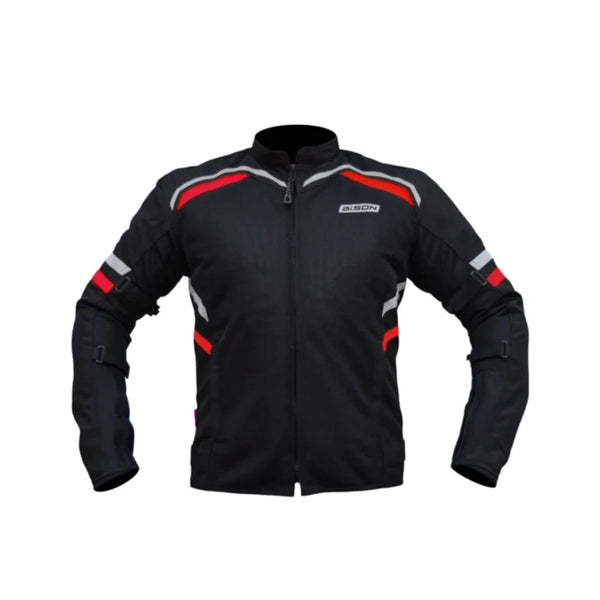 Raptor V.2 Motorcycle Riding Jacket - Black+Red - OutdoorTravelGear.com