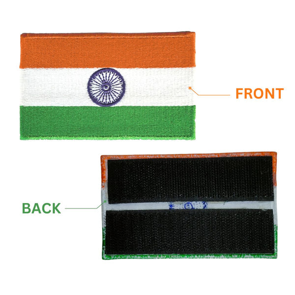 India Flag Patch - Embroidered Tricolour Flag of Bharat with Velcro 2