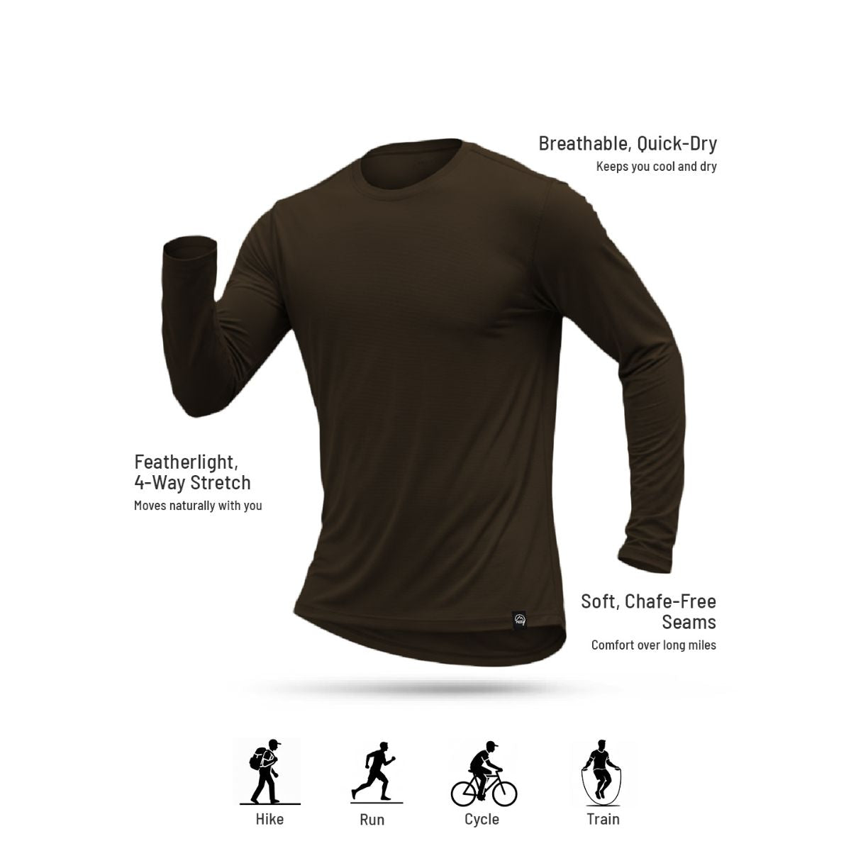 Men's Ultralight Active Long Sleeves T-Shirt - Olive - OutdoorTravelGear.com