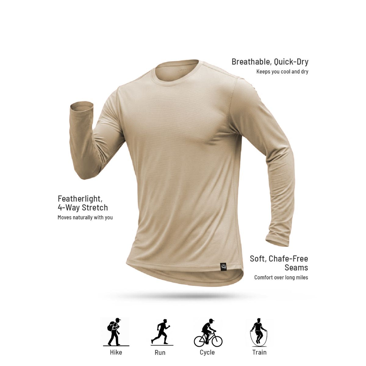Men's Ultralight Active Long Sleeves T-Shirt - Sandshell - OutdoorTravelGear.com