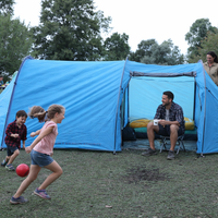 4-Person Waterproof Tunnel Camping Tent | ET1104 - Aqua Blue - OutdoorTravelGear.com