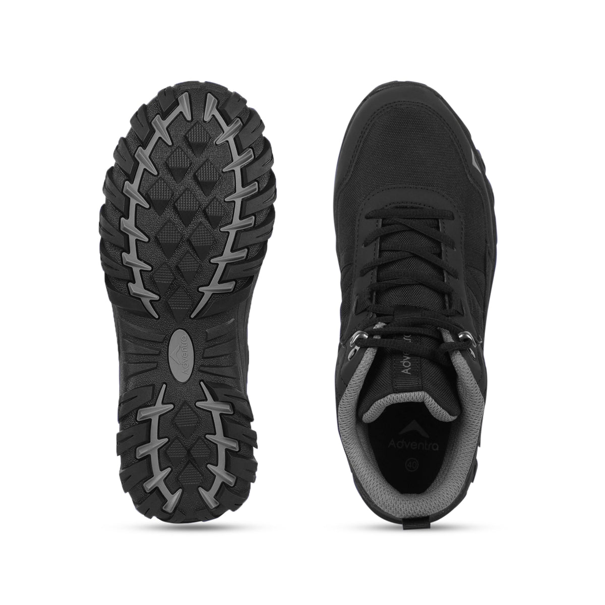 Men Mid-Top Hiking Shoes with Anti-Skid Full Rubber Sole | EH900 - Full Black - OutdoorTravelGear.com