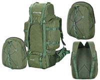 Colonel Rucksack + Detachable Daypack With Rain Cover - 85Litres - Olive Green - OutdoorTravelGear.com