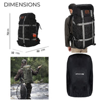 Rimpac Rucksack With Rain Cover - 45-50 Litres - Black - OutdoorTravelGear.com