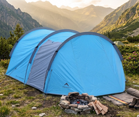4-Person Waterproof Tunnel Camping Tent | ET1104 - Aqua Blue - OutdoorTravelGear.com