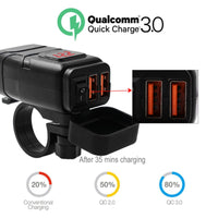 Waterproof Handlebar with QC3.0 Fast Motorbike USB Charger for Mobile Phones 1