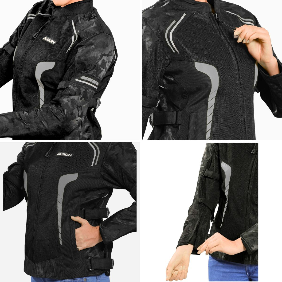 Women's Phoenix Riding Jacket - Black + Hi-Viz Grey - OutdoorTravelGear.com