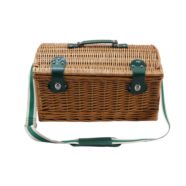 Willow Family Picnic Basket for Four – Green Stripe Interior | with Stainless Steel Cutlery - OutdoorTravelGear.com