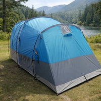 4-Person Waterproof Large Camping Tent | UV Protection & Wind Ready | ET1104 - Aqua Blue - OutdoorTravelGear.com