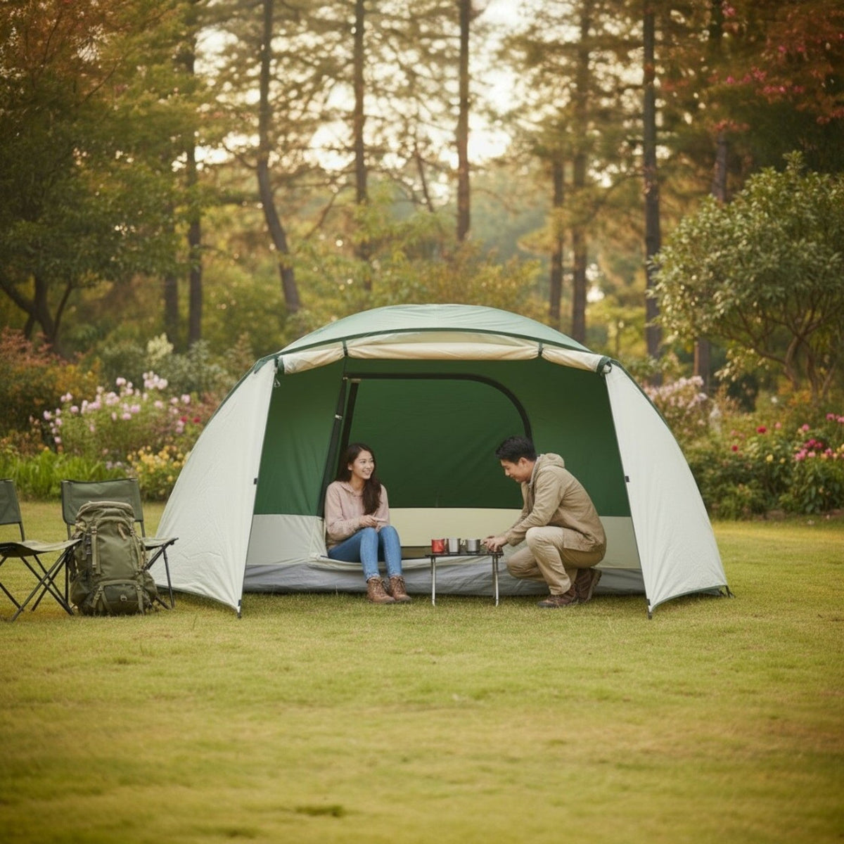 6-Person Waterproof Large Dome Camping Tent | UV Protection & Wind-Ready | ET1106 - Green - OutdoorTravelGear.com