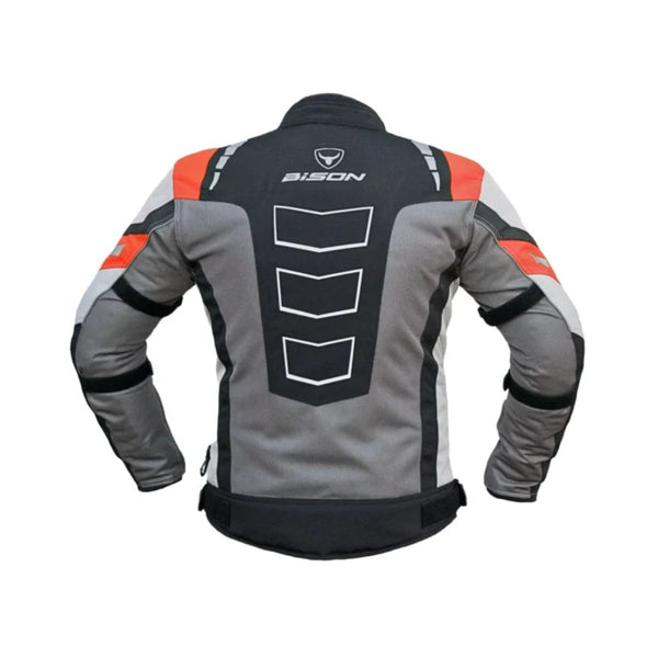 Masculine V.2 Motorcycle Riding Jacket - Grey+Red - OutdoorTravelGear.com