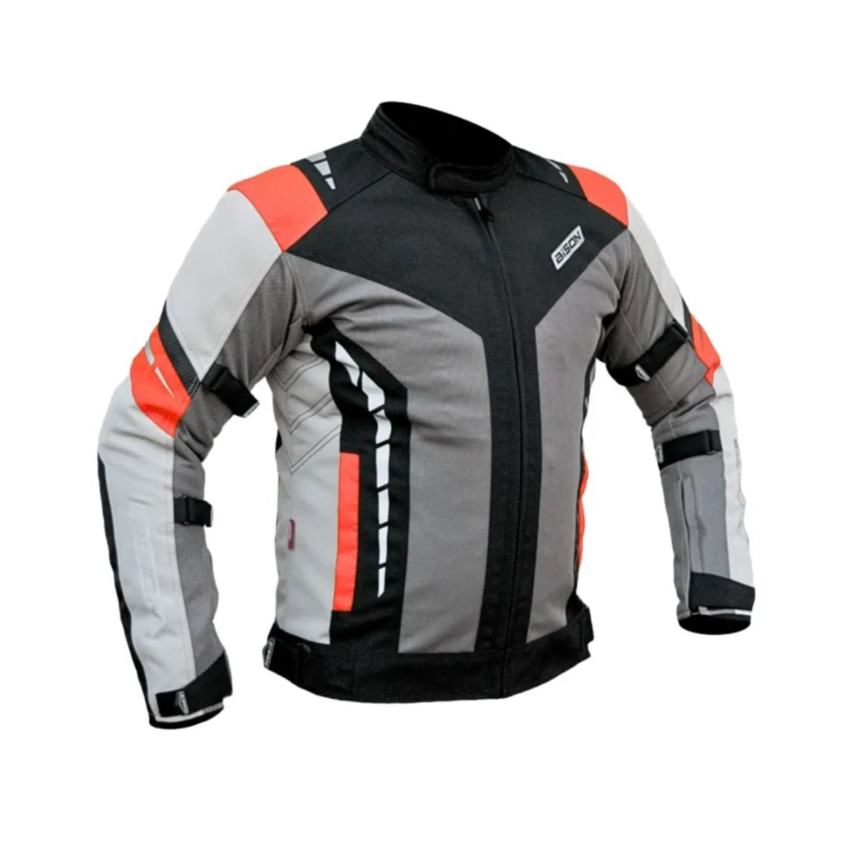 Masculine V.2 Motorcycle Riding Jacket - Grey+Red - OutdoorTravelGear.com