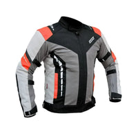 Masculine V.2 Motorcycle Riding Jacket - Grey+Red - OutdoorTravelGear.com