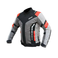 Masculine V.2 Motorcycle Riding Jacket - Grey+Red - OutdoorTravelGear.com