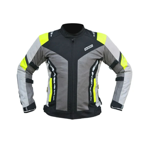 Avatar V.2 Motorcycle Riding Jacket - Grey+HI VIZ Green - OutdoorTravelGear.com