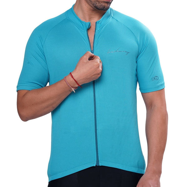 Mens Breakaway Cycling Jersey - Half Sleeves - Turquoise 2