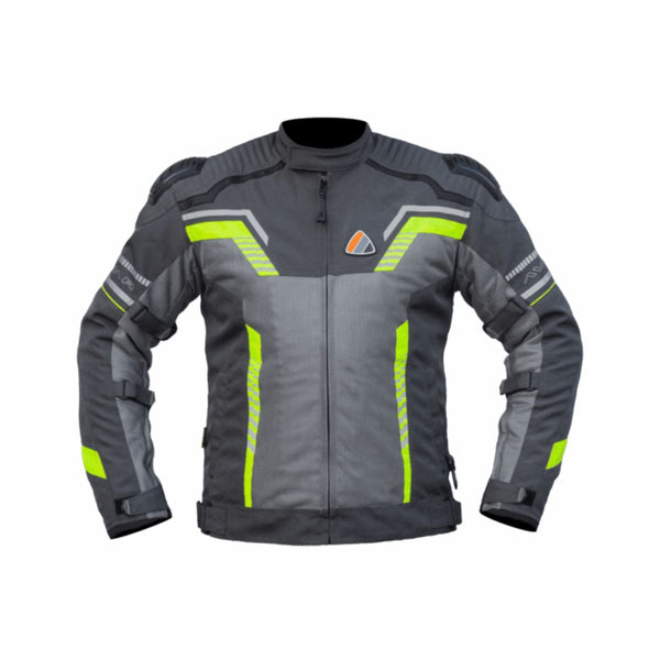 Avatar V.2 Motorcycle Riding Jacket - Grey+HI VIZ Green - OutdoorTravelGear.com