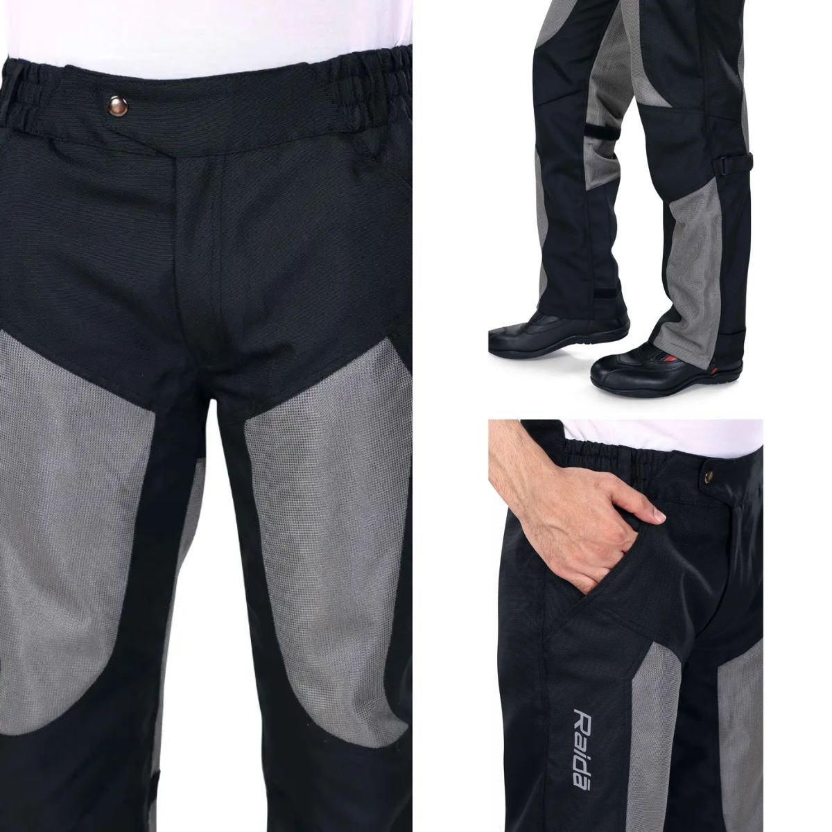 Tourer Motorcycle Riding Pants with Armours - Grey - OutdoorTravelGear.com