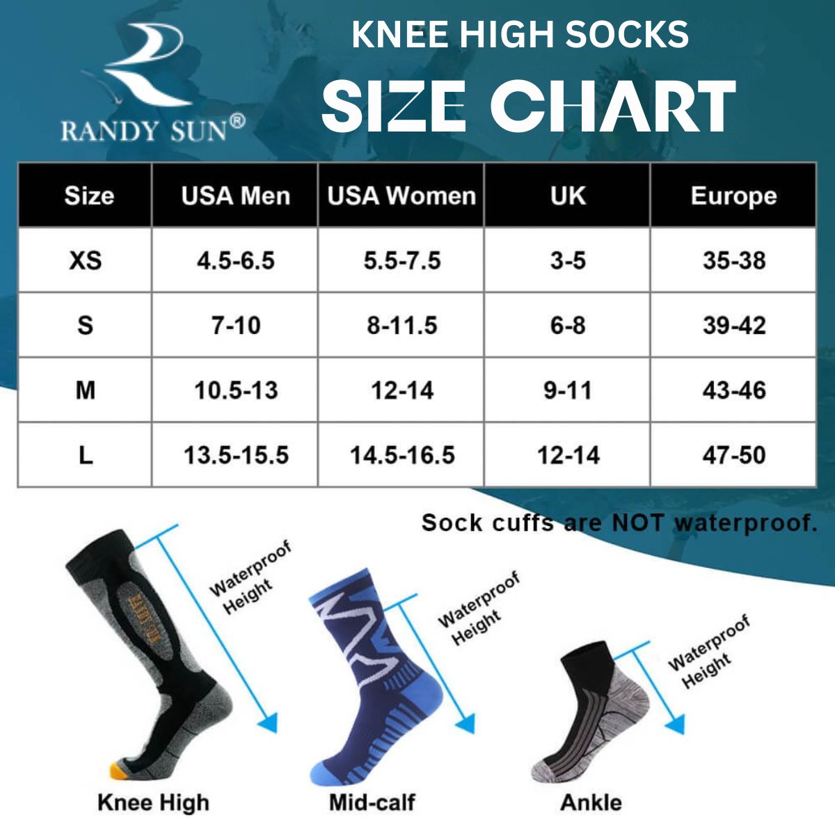 Waterproof Breathable Skiing Hiking & Trekking Knee High Socks - X281 -  Unisex