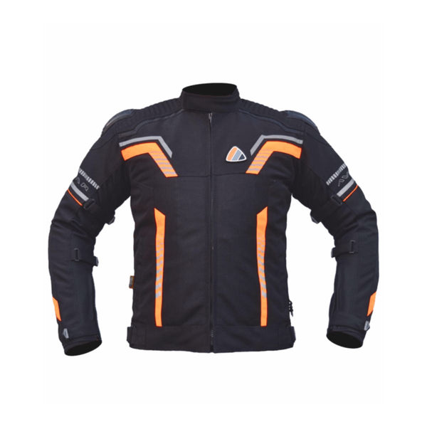 Avatar V.2 Motorcycle Riding Jacket - Black+HI VIZ Orange - OutdoorTravelGear.com