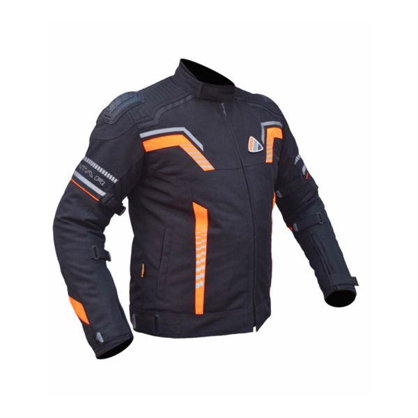 Avatar V.2 Motorcycle Riding Jacket - Black+HI VIZ Orange - OutdoorTravelGear.com