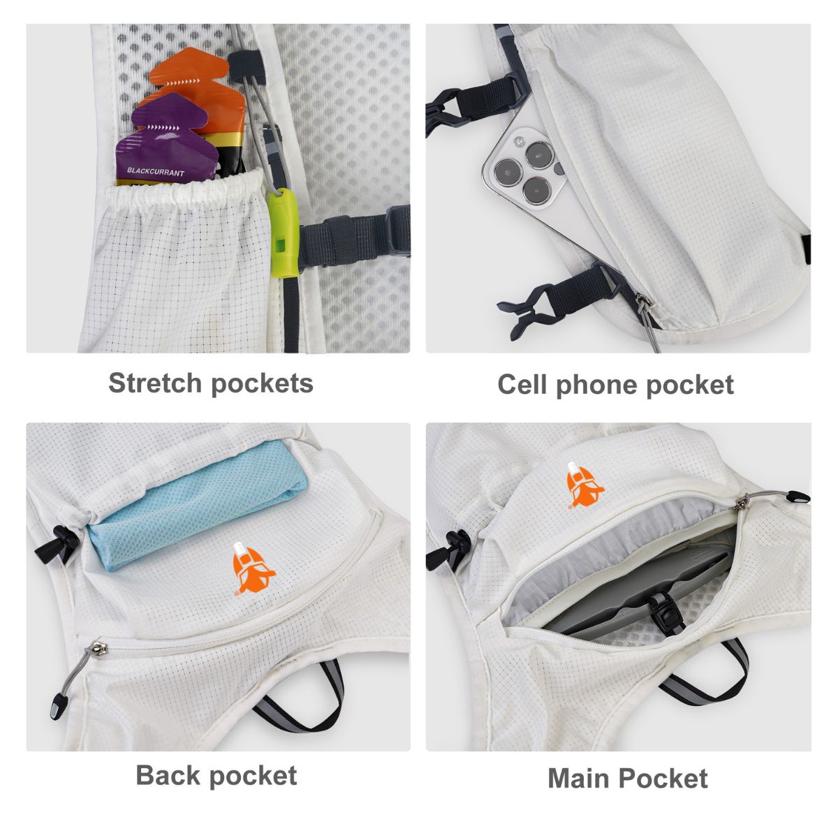 Endurance Hydration Pack – Lightweight Riding, Cycling & Running Vest - White - OutdoorTravelGear.com