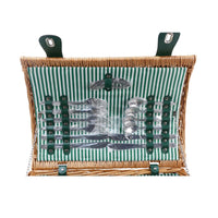Willow Family Picnic Basket for Four – Green Stripe Interior | with Stainless Steel Cutlery - OutdoorTravelGear.com