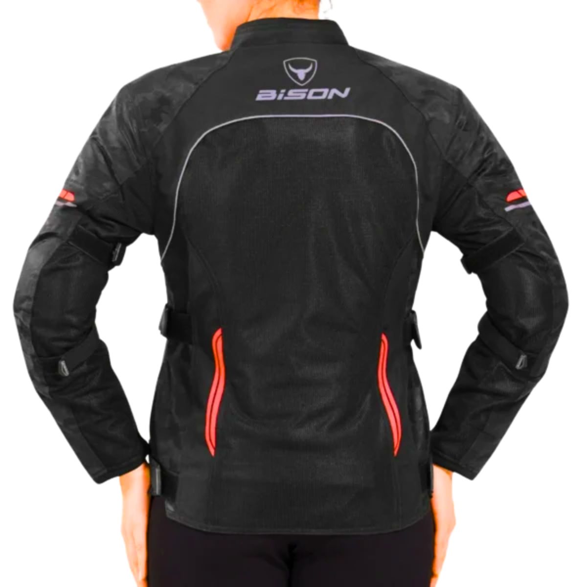 Women's Phoenix Riding Jacket - Black + Hi-Viz Red - OutdoorTravelGear.com