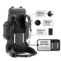 Colonel Pro Metal Frame Rucksack + Detachable Bag & Rain Cover - 90 Litres - Black