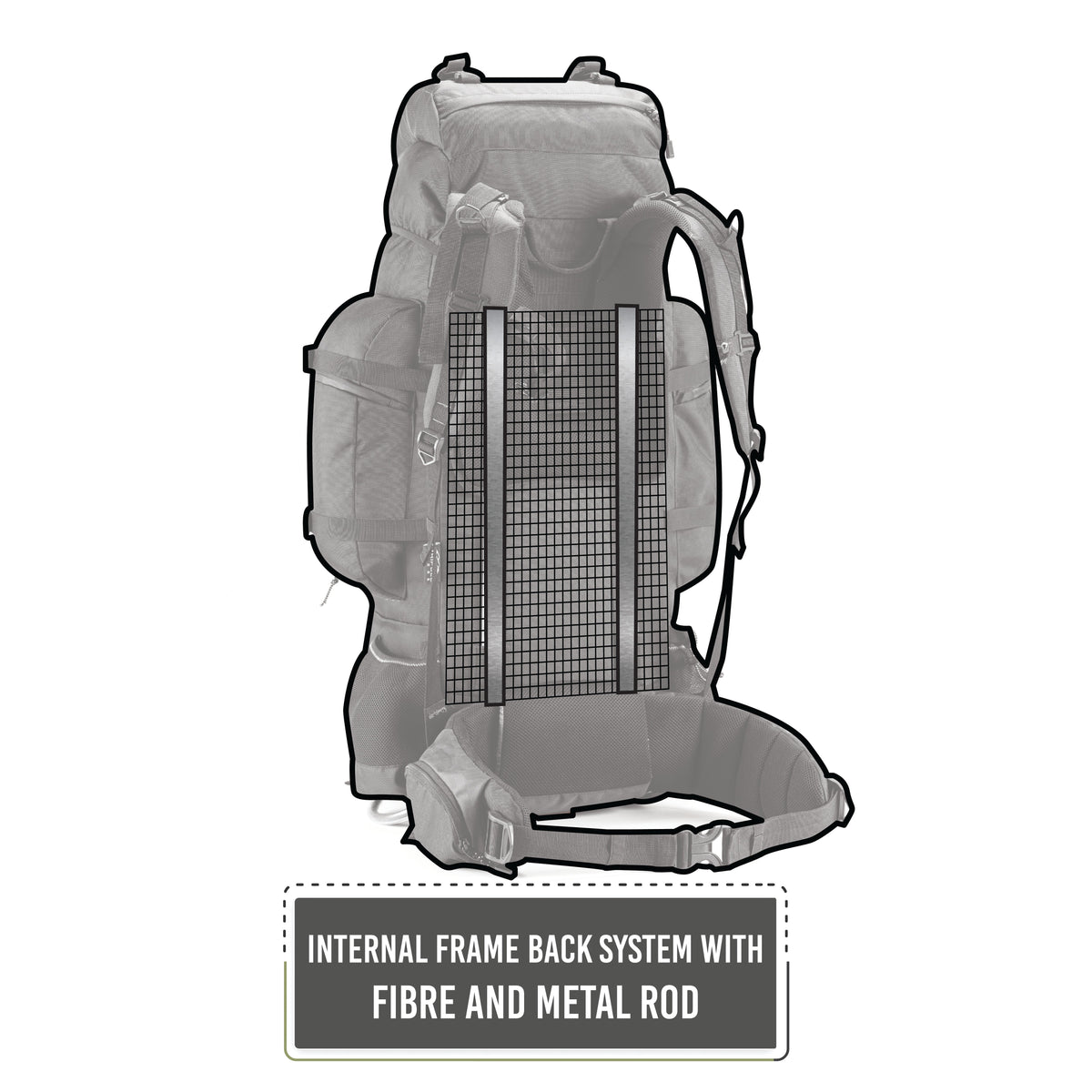Colonel Pro Metal Frame Rucksack + Detachable Bag & Rain Cover - 105 Litres