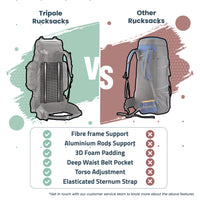 Colonel Pro Metal Frame Rucksack + Detachable Bag & Rain Cover - 105 Litres - Black - OutdoorTravelGear.com