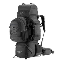 Colonel Pro Metal Frame Rucksack + Detachable Bag & Rain Cover - 105 Litres - Black - OutdoorTravelGear.com