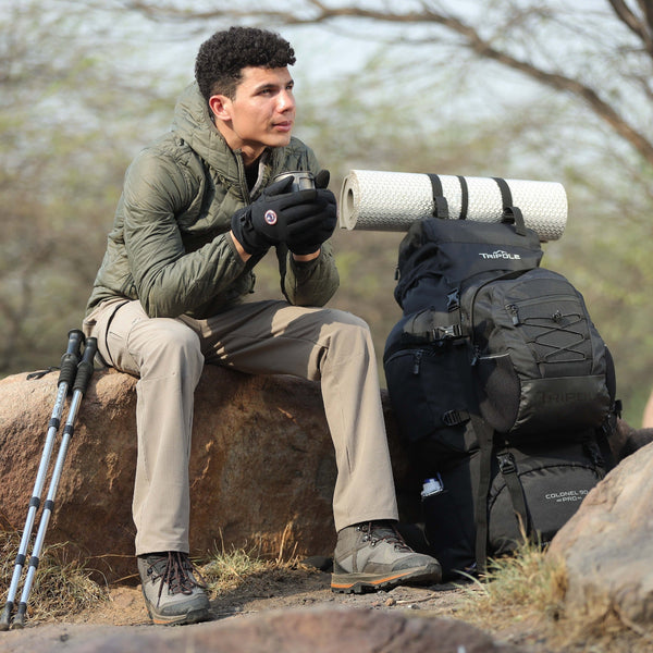 Colonel Pro Metal Frame Rucksack + Detachable Bag & Rain Cover - 105 Litres - Black - OutdoorTravelGear.com