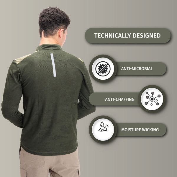 Hiking and Trekking T-Shirt | Jersey - Full Sleeves - Green - OutdoorTravelGear.com