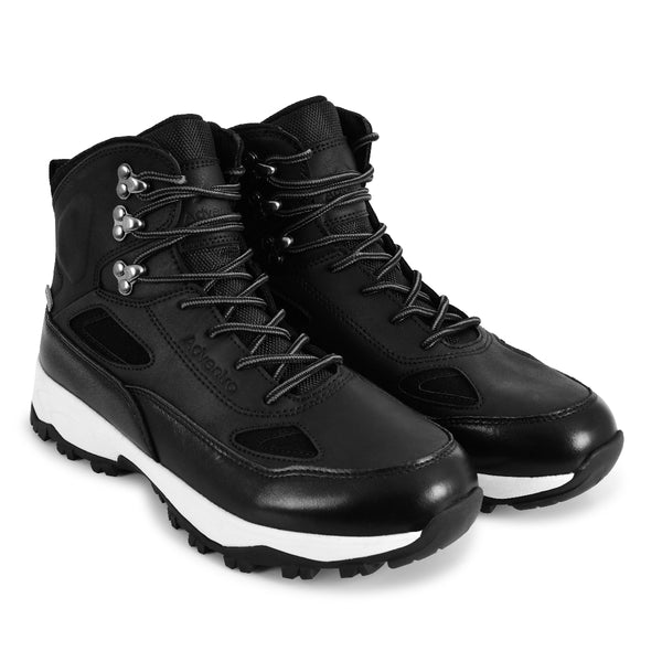 Men Waterproof Mid-Top Trekking Shoes with 4mm Lug Sole | ET1105 - Black - OutdoorTravelGear.com