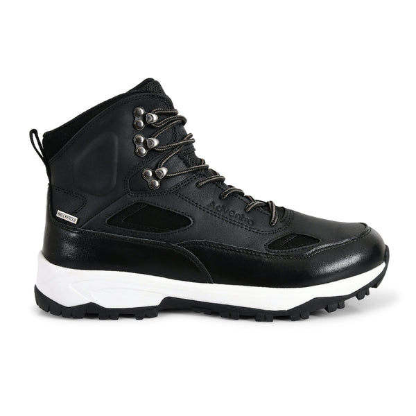 Men Waterproof Mid-Top Trekking Shoes with 4mm Lug Sole | ET1105 - Black - OutdoorTravelGear.com