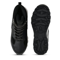 Men Waterproof Mid-Top Trekking Shoes with 4mm Lug Sole | ET1105 - Black - OutdoorTravelGear.com