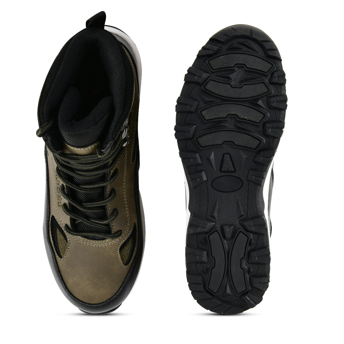 Men Waterproof Mid-Top Trekking Shoes with 4mm Lug Sole | ET1105 - Olive Green - OutdoorTravelGear.com