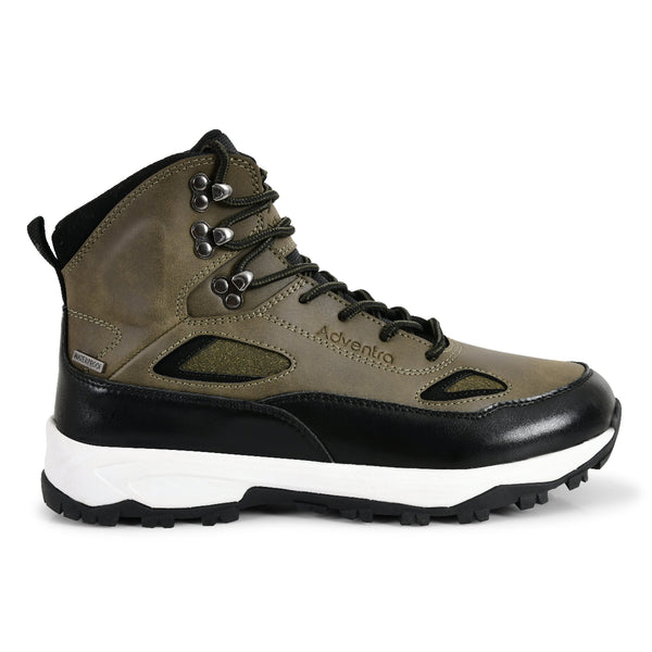 Men Waterproof Mid-Top Trekking Shoes with 4mm Lug Sole | ET1105 - Olive Green - OutdoorTravelGear.com
