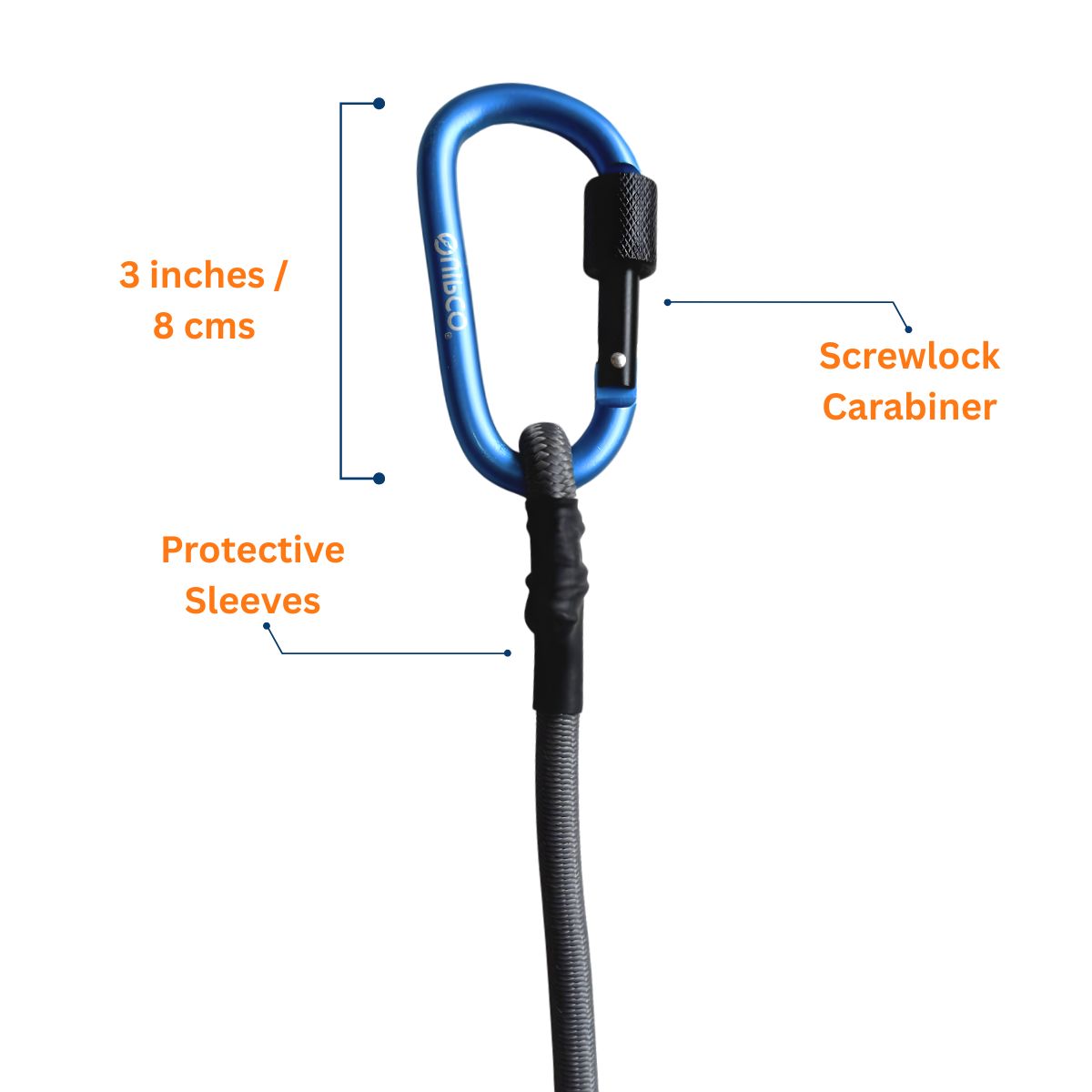 QuickClip Bungee Tie-Down with Carabiner - 36" / 90cms - Grey