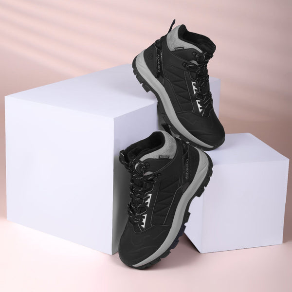 Men Waterproof Mid-Top Hiking Shoes with 3M Insulation | WH1104 - Black - OutdoorTravelGear.com