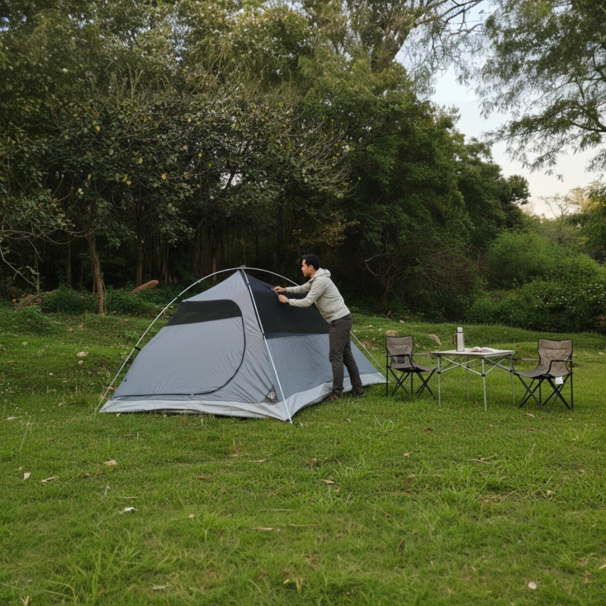 3 Person Dome Waterproof Camping Tent with Aluminium Poles | 2500 mm Waterproof Rating | ET1103 - Olive Green - OutdoorTravelGear.com