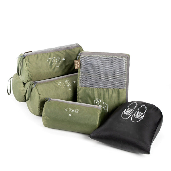 Organizer Packs - Cylindrical & Rectangle Shaped - Set of 6 - Army Green 1