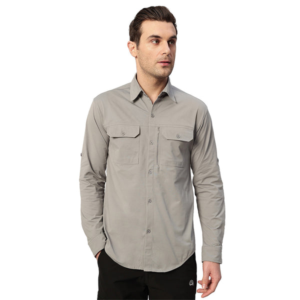 Men's TechFlex Cargo Shirt - Light Grey - OutdoorTravelGear.com