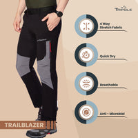 Trailblazer Trekking and Hiking Pants and Cargo - Black+Grey - OutdoorTravelGear.com