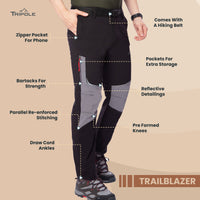 Trailblazer Trekking and Hiking Pants and Cargo - Black+Grey - OutdoorTravelGear.com