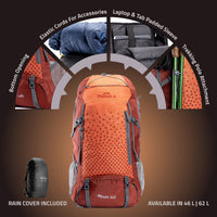 Air Travel and Hiking Rucksack - 62 Litres - Red - OutdoorTravelGear.com